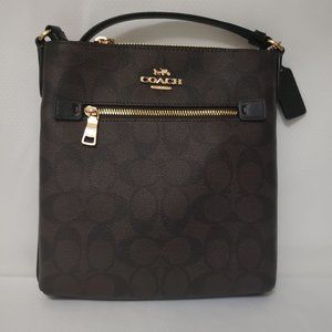 New Authentic Coach Mini Rowan File Bag In Signature Canvas